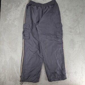 Dream USA Mens XL Gray Cargo Track Pants Preowned Fleece Lined Side Stripe